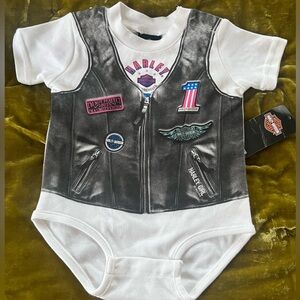 Harley-Davidson Baby Onesie with Black Vest Design